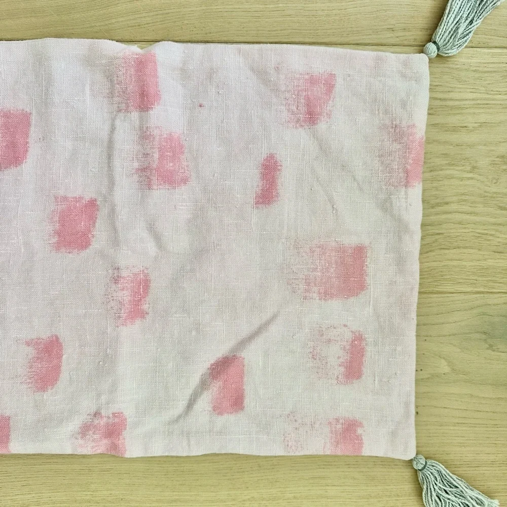 light pink dyed linen throw pillow
